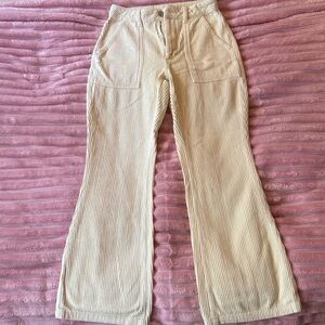 Beige Corduroy Flare Pants